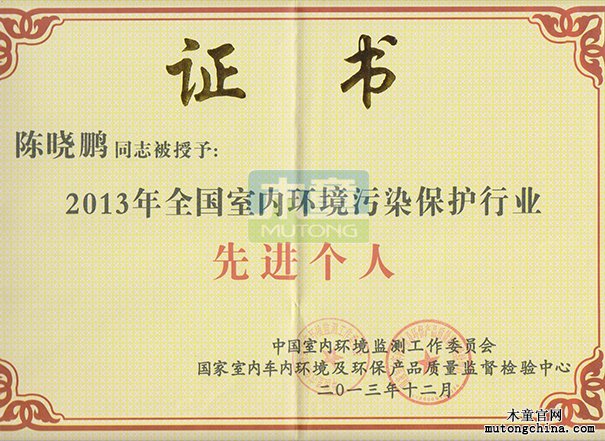 2013年全國室內(nèi)行業(yè)先進(jìn)個(gè)人